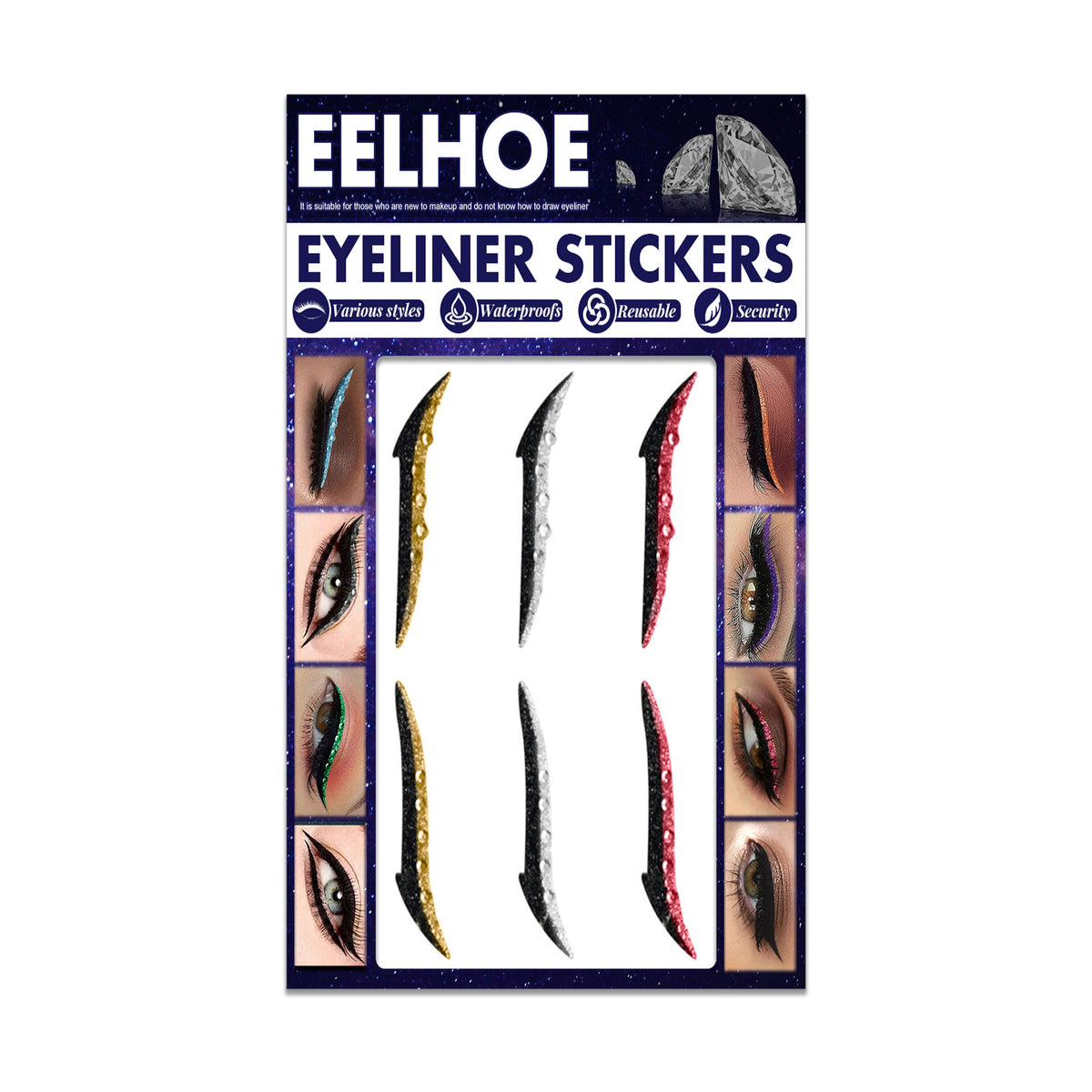 Colored Diamonds Eyelid Line Sticker Waterproof Self-adhesive Eye Liner Eyeliner Stickers Party Sexy Cat Eyes Beauty Makeup Tool-8ee804208d9aded88dd5594316f0aaf8