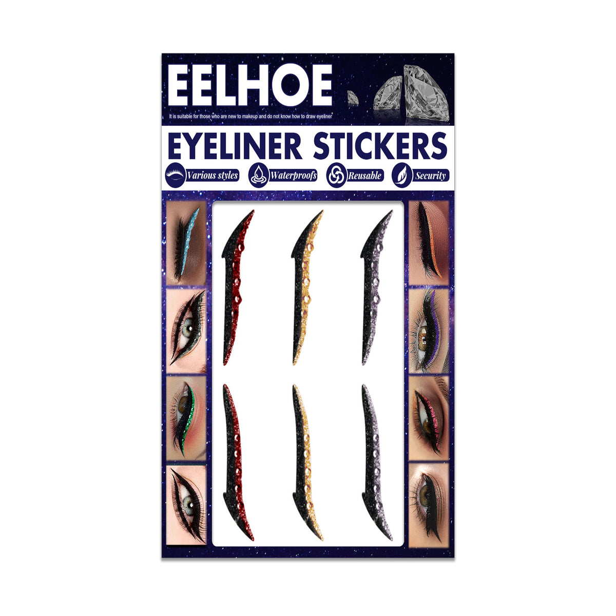 Colored Diamonds Eyelid Line Sticker Waterproof Self-adhesive Eye Liner Eyeliner Stickers Party Sexy Cat Eyes Beauty Makeup Tool-a9ab1d243698b9b68d9786cad44af6b