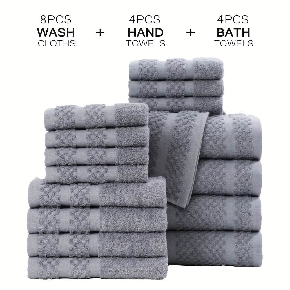 Gray Cotton Bath Towel Set (10–32 pcs)-Gray Cotton Bath Towel Set (10–32 pcs)