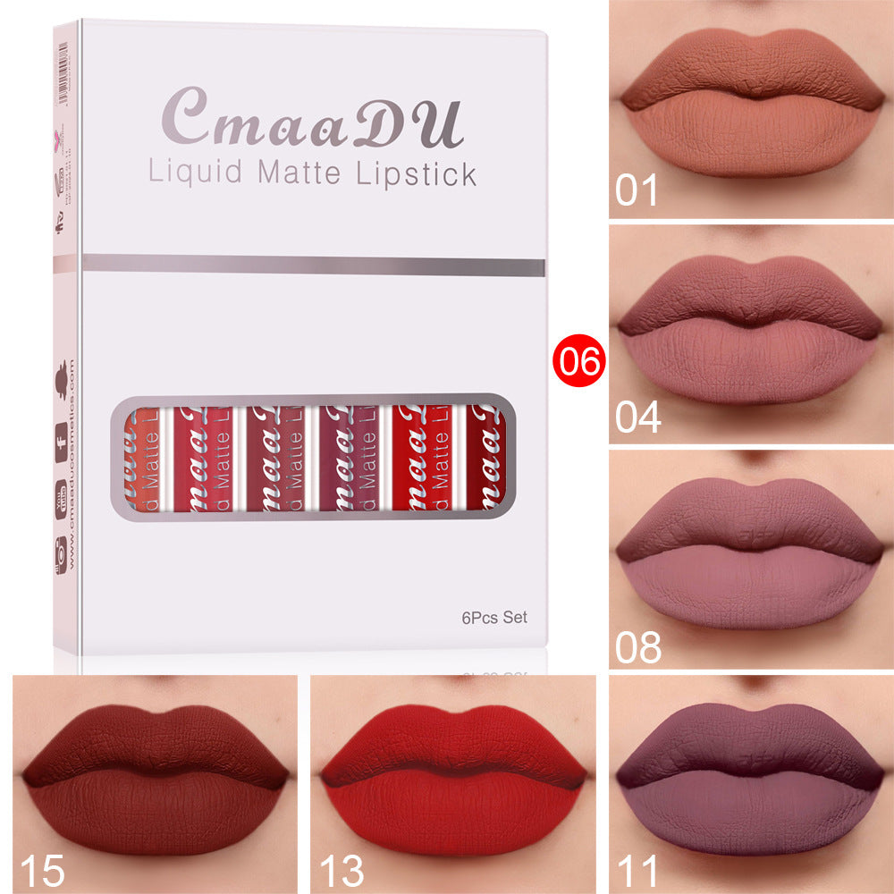 6 Boxes Of Matte Non-stick Cup Waterproof Lipstick Long Lasting Lip Gloss-763138ec3ae928116576d2243a39186f