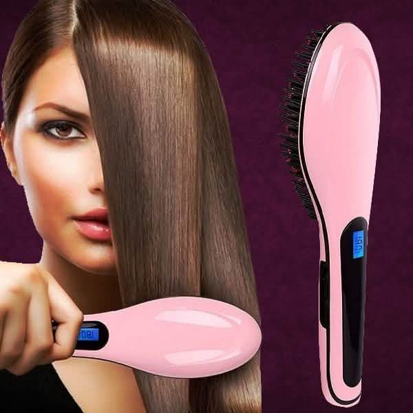 Detangling Hair Straightener Brush - Assorted Colors-Detangling Hair Straightener Brush - Assorted Colors