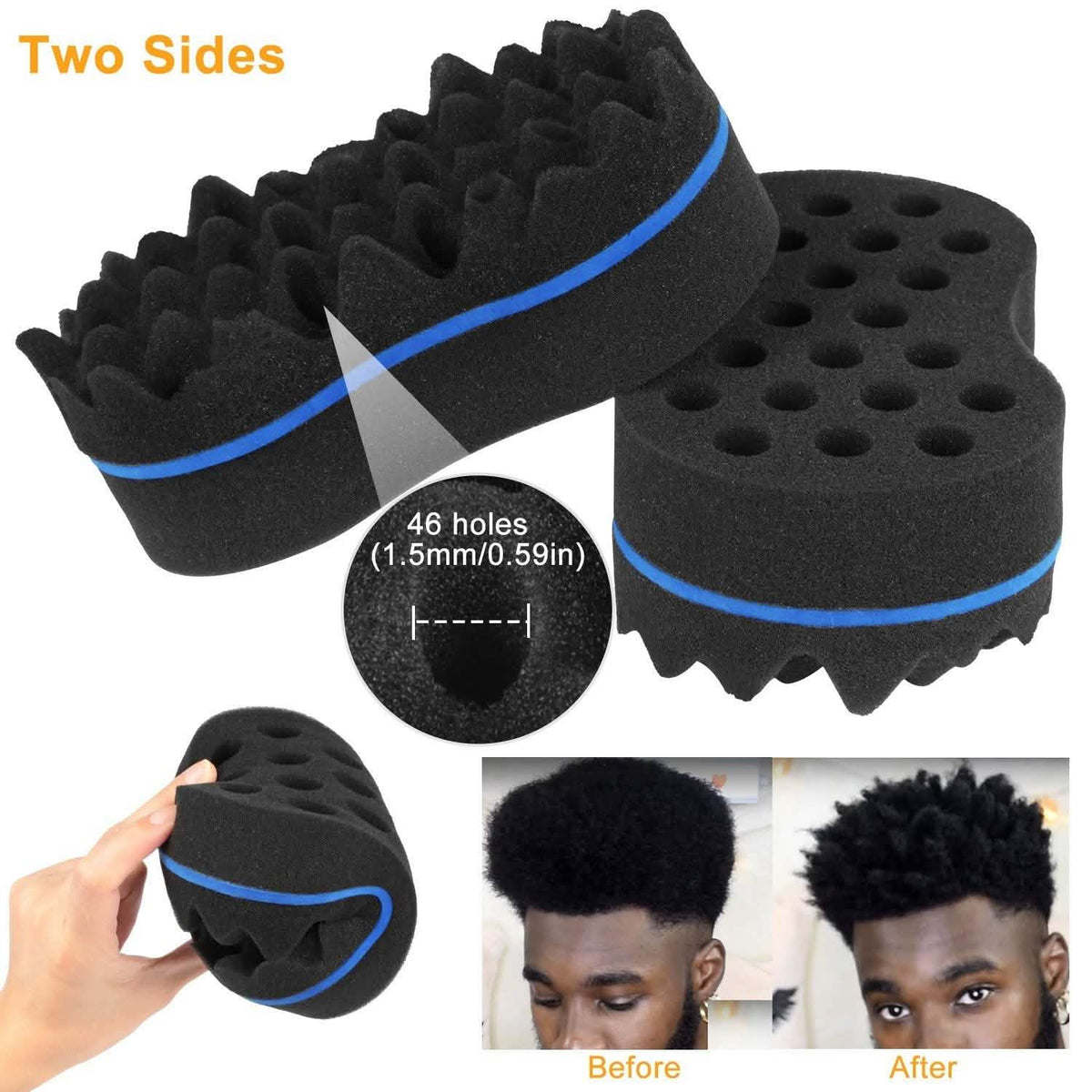 Double Sided Barber Sponge Hair Brush Comb Dreads Locking Twists Coil-Double Sided Barber Sponge Hair Brush Comb Dreads Locking Twists Coil