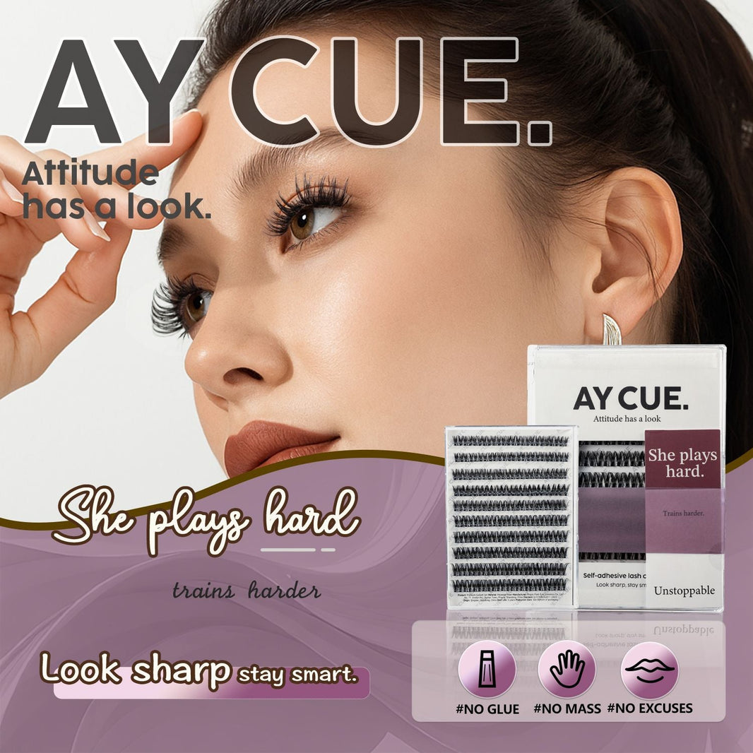 AYCUE #SHE PLAYS HARD# Self-adhesive Lash Clusters C Curl 10-16mm 120 Clusters Glue-free Eyelashes Extensions for Natural Look Easy Application-AYCUE #SHE PLAYS HARD# Self-adhesive Lash Clusters C Curl 10-16mm 120 Clusters Glue-free Eyelashes Extensions for Natural Look Easy Application