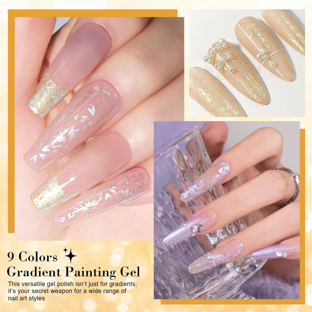 Limegirl Gradient Painting Gel, 9 Bright Colors Ombre GelNail Polish for Pigment Pat Nails Nails French ManicureSoak Off UV Set-Limegirl Gradient Painting Gel, 9 Bright Colors Ombre GelNail Polish for Pigment Pat Nails Nails French ManicureSoak Off UV Set