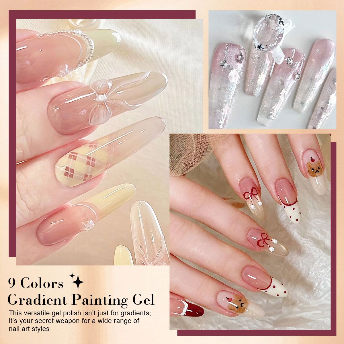Limegirl Gradient Painting Gel, 9 Bright Colors Ombre GelNail Polish for Pigment Pat Nails Nails French ManicureSoak Off UV Set-Limegirl Gradient Painting Gel, 9 Bright Colors Ombre GelNail Polish for Pigment Pat Nails Nails French ManicureSoak Off UV Set