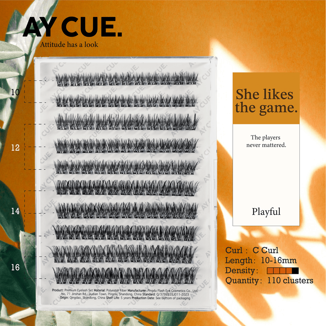 AYCUE #SHE LIKES THE GAME# Self-adhesive Lash Clusters C Curl 10-16mm 110 Clusters Glue-free Eyelashes Extensions for Natural Look Easy Application-AYCUE #SHE LIKES THE GAME# Self-adhesive Lash Clusters C Curl 10-16mm 110 Clusters Glue-free Eyelashes Extensions for Natural Look Easy Application