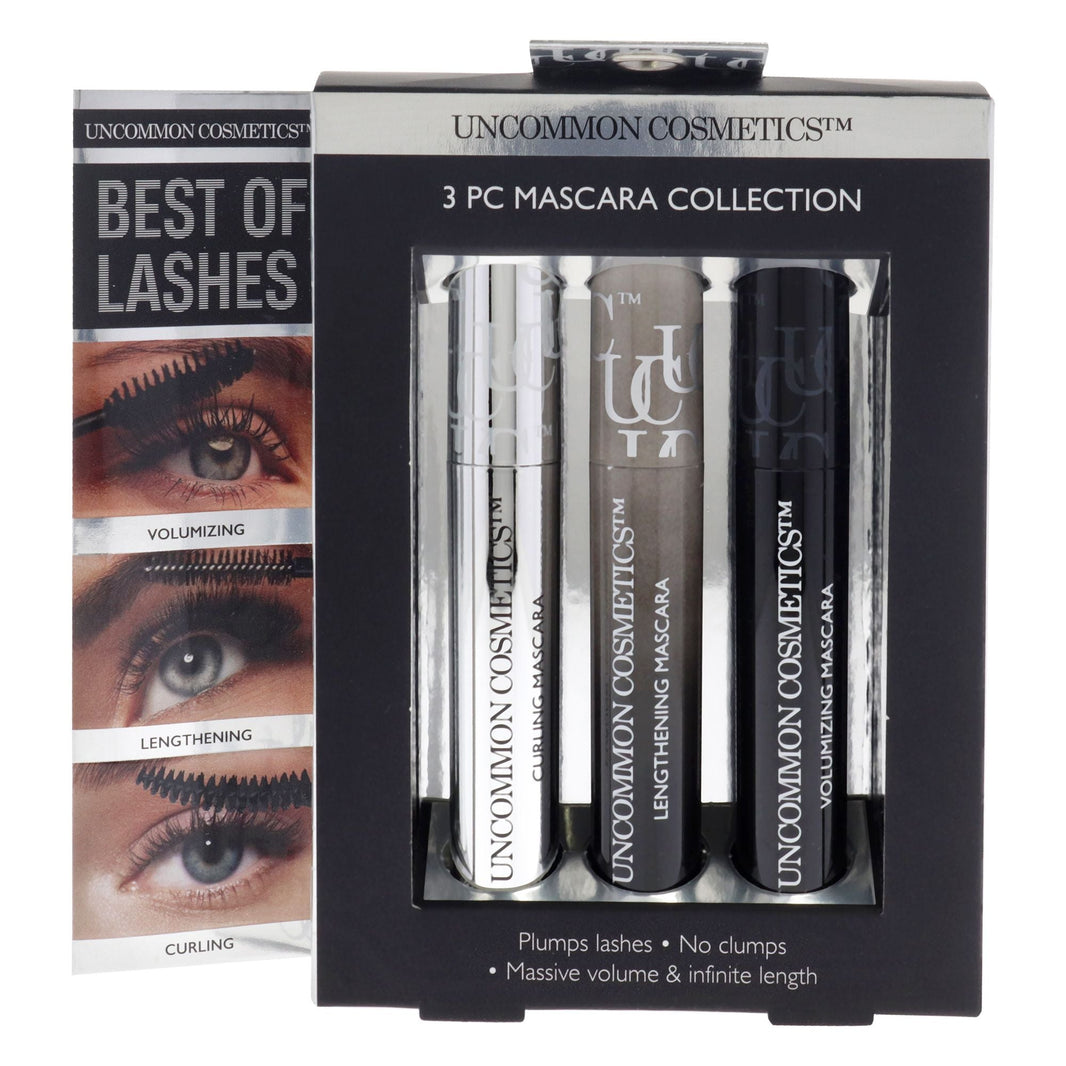 Best Of Lashes Mascara Collection Set by Uncommon Cosmetics for Women - 3 Pc 0.27oz Lengthening Mascara, 0.27oz Volumizing Mascara, 0.27oz Curling Mascara-Best Of Lashes Mascara Collection Set by Uncommon Cosmetics for Women - 3 Pc 0.27oz Lengthening Mascara, 0.27oz Volumizing Mascara, 0.27oz Curling Mascara