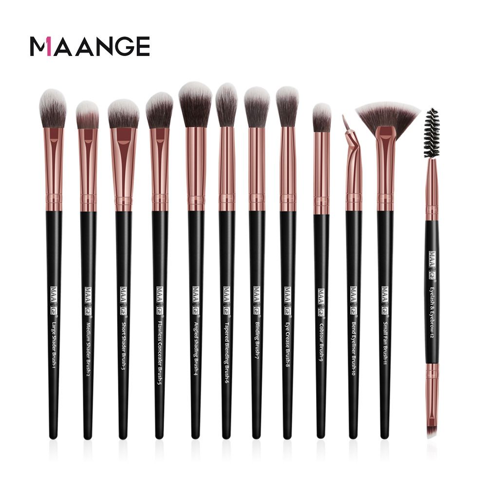 MAANGE 12pcs Eye Makeup Brushes Set With Cosmestic Bag Eyeshadow Blending Eyeliner Eyelash Eyebrow Brushes Make Up Professional-MAANGE 12pcs Eye Makeup Brushes Set With Cosmestic Bag Eyeshadow Blending Eyeliner Eyelash Eyebrow Brushes Make Up Professional