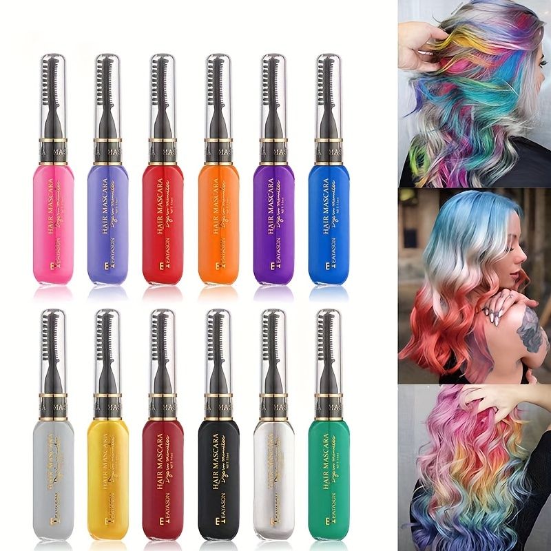 13 colors Disposable Hair Dye Comb - Washable Hair Tint for Party, Birthday, and Cosplay - Easy to Use and Safe-13 colors Disposable Hair Dye Comb - Washable Hair Tint for Party, Birthday, and Cosplay - Easy to Use and Safe