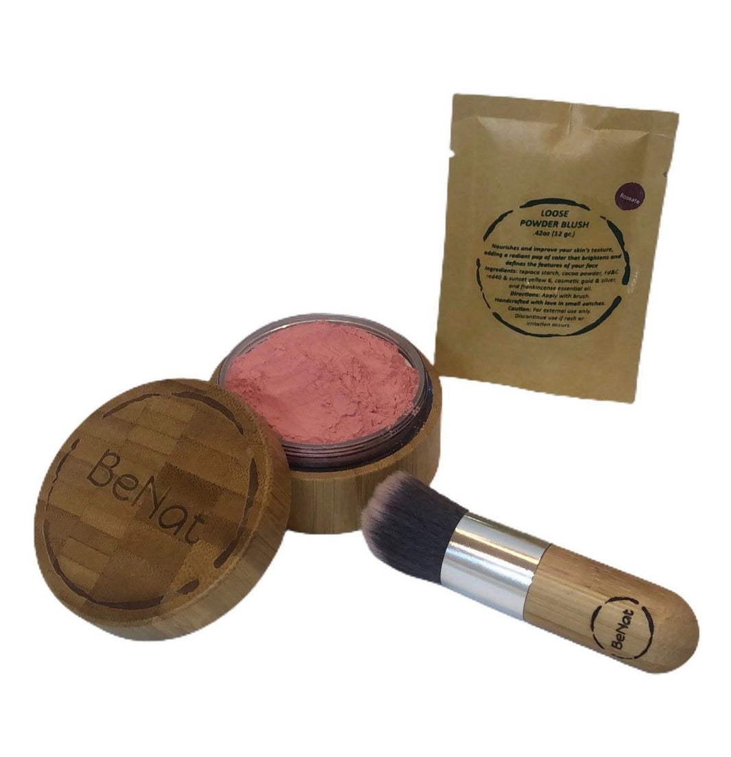 BeNat Natural Blush Loose Powder Set with Reusable Bamboo Jar, Eco-Friendly Kraft Refill Bag and Kabuki Brush - Vegan Makeup for All Skin Types-BeNat Natural Blush Loose Powder Set with Reusable Bamboo Jar, Eco-Friendly Kraft Refill Bag and Kabuki Brush - Vegan Makeup for All Skin Types