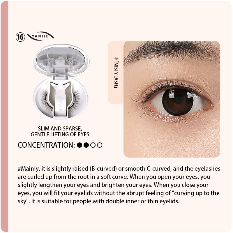 No Glue Soft Magnetic Clip On Eyelashes, Misty Slim Sparse B/C Curl Gentle Lifting Lashes for Thin & Double Inner Eyelid Daily Makeup-No Glue Soft Magnetic Clip On Eyelashes, Misty Slim Sparse B/C Curl Gentle Lifting Lashes for Thin & Double Inner Eyelid Daily Makeup