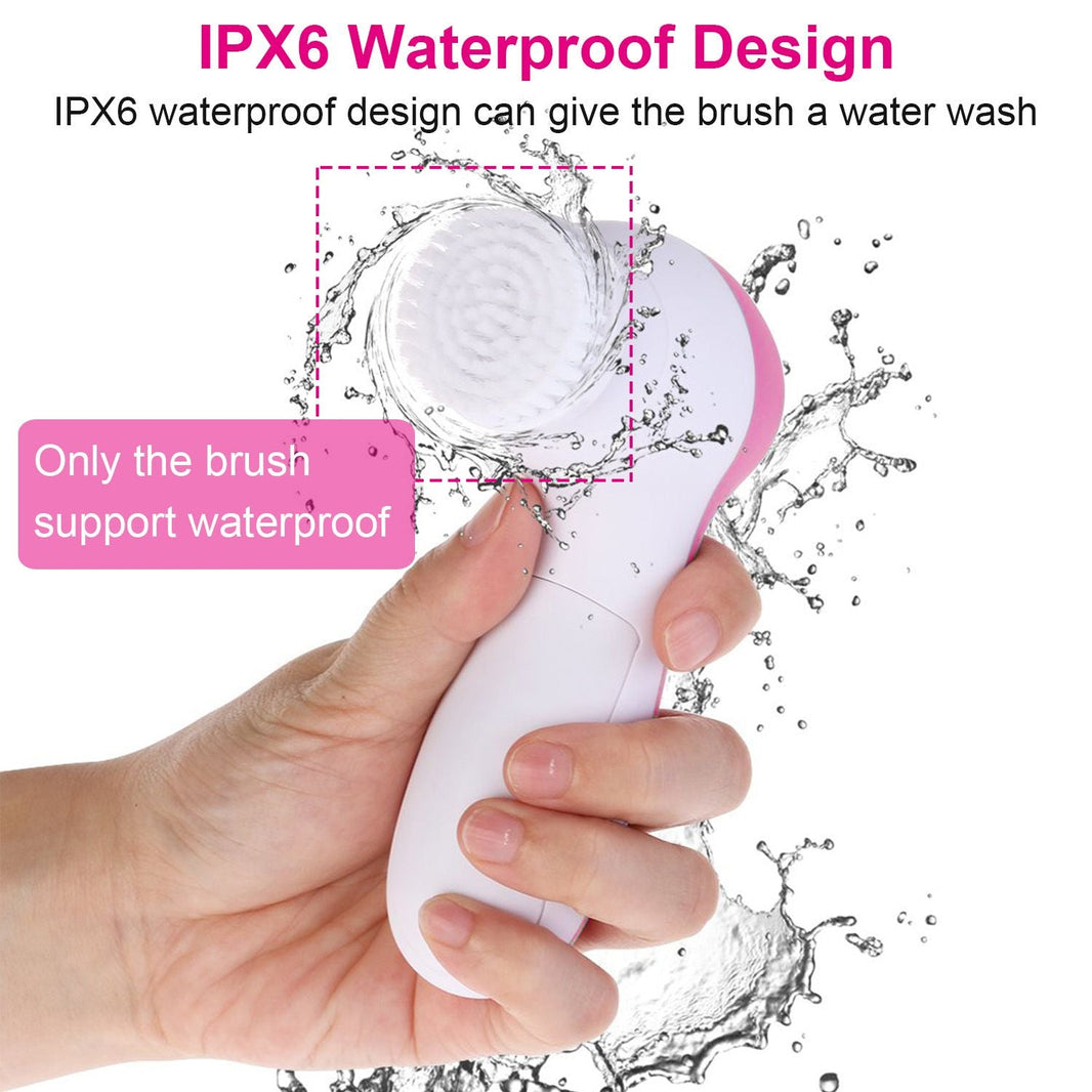 Facial Cleansing Brush Waterproof Face Spin Cleaning Brush with 5 Brush Heads-Facial Cleansing Brush Waterproof Face Spin Cleaning Brush with 5 Brush Heads