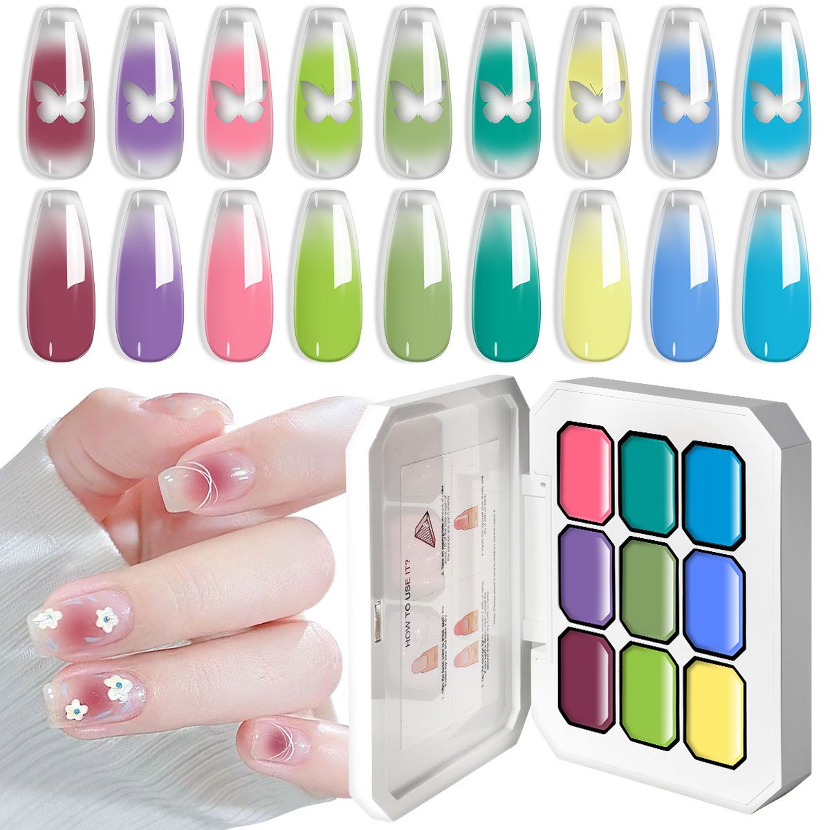 Limegirl Gradient Painting Gel, 9 Bright Colors Ombre GelNail Polish for Pigment Pat Nails Nails French ManicureSoak Off UV Set-Limegirl Gradient Painting Gel, 9 Bright Colors Ombre GelNail Polish for Pigment Pat Nails Nails French ManicureSoak Off UV Set