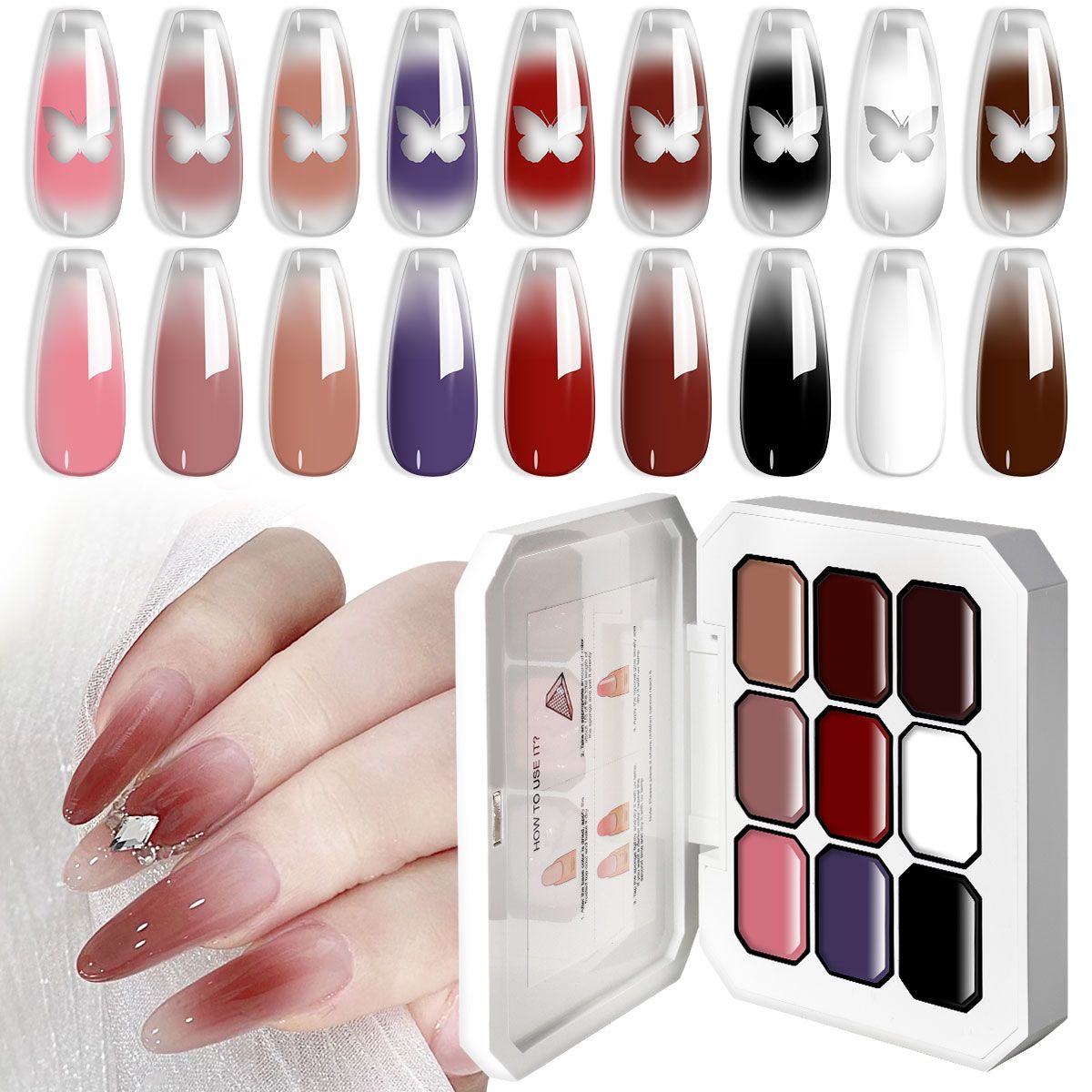Limegirl Gradient Painting Gel, 9 Bright Colors Ombre GelNail Polish for Pigment Pat Nails Nails French ManicureSoak Off UV Set-Limegirl Gradient Painting Gel, 9 Bright Colors Ombre GelNail Polish for Pigment Pat Nails Nails French ManicureSoak Off UV Set