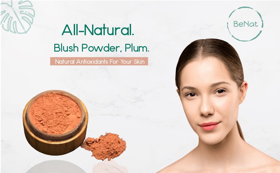BeNat All-Natural Blush Loose Powder | Reusable Bamboo Container with Refills | Vegan & Lightweight Face Makeup-BeNat All-Natural Blush Loose Powder | Reusable Bamboo Container with Refills | Vegan & Lightweight Face Makeup