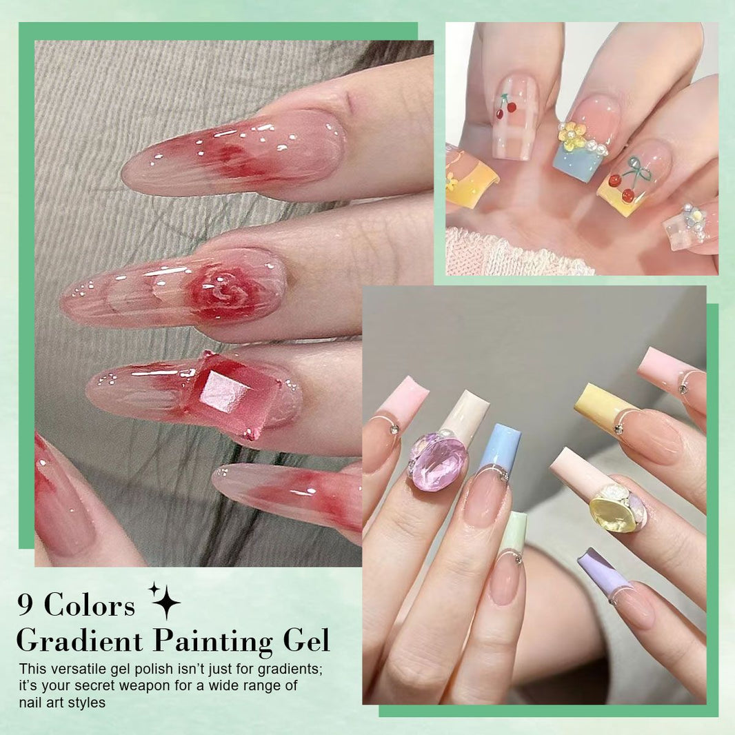 Limegirl Gradient Painting Gel, 9 Bright Colors Ombre GelNail Polish for Pigment Pat Nails Nails French ManicureSoak Off UV Set-Limegirl Gradient Painting Gel, 9 Bright Colors Ombre GelNail Polish for Pigment Pat Nails Nails French ManicureSoak Off UV Set