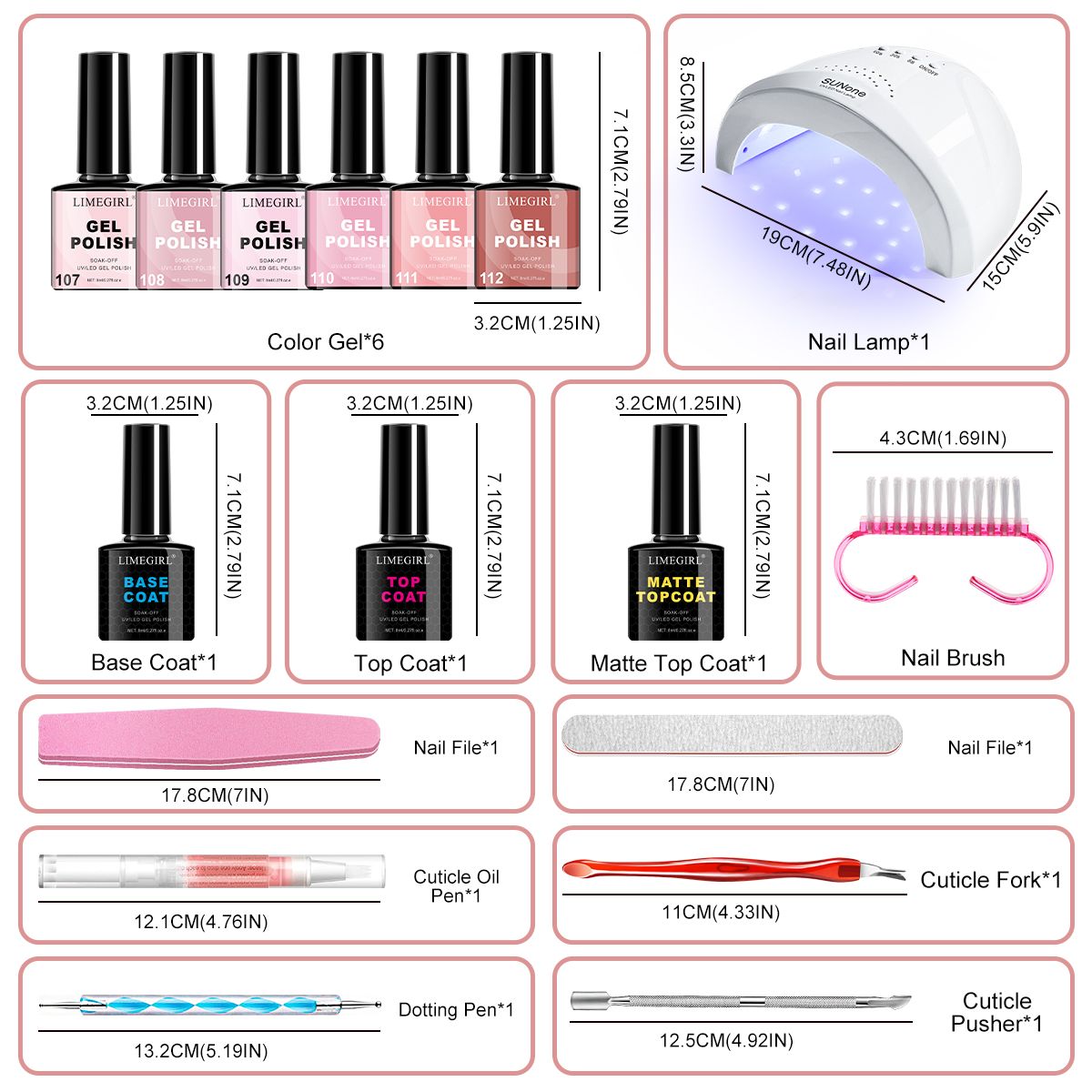 LIMEGIRL Gel Nail Polish Set 6 Color Set with UV Nail Light and Nail Tools, Soaking Nail Set, for Beginners DIY Nail Set-LIMEGIRL Gel Nail Polish Set 6 Color Set with UV Nail Light and Nail Tools, Soaking Nail Set, for Beginners DIY Nail Set