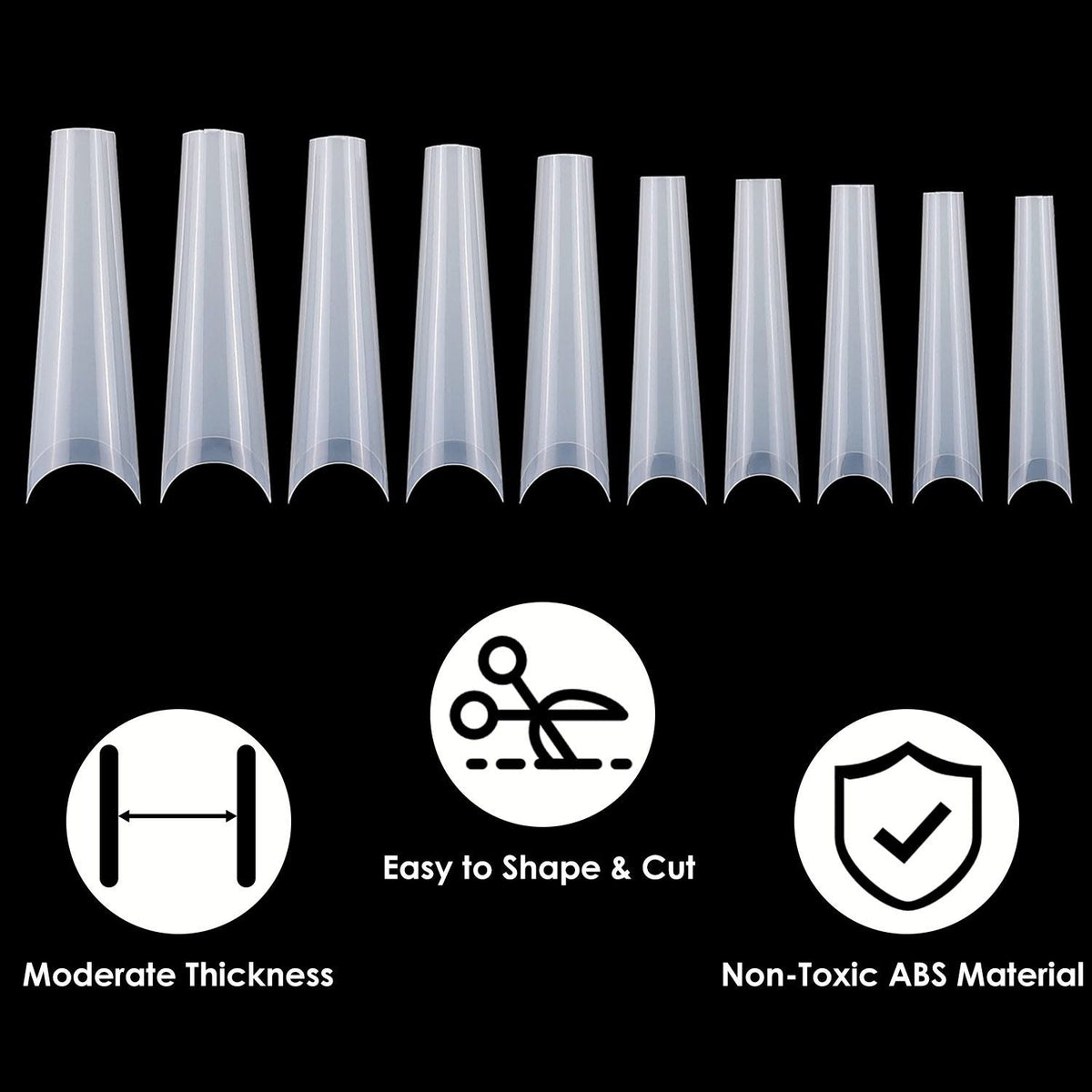 500Pcs False Nail Tips C Curve Half Cover French Nails Extra Long Fake Finger Nails For Nail Art Salons Home DIY 10 Sizes-500Pcs False Nail Tips C Curve Half Cover French Nails Extra Long Fake Finger Nails For Nail Art Salons Home DIY 10 Sizes