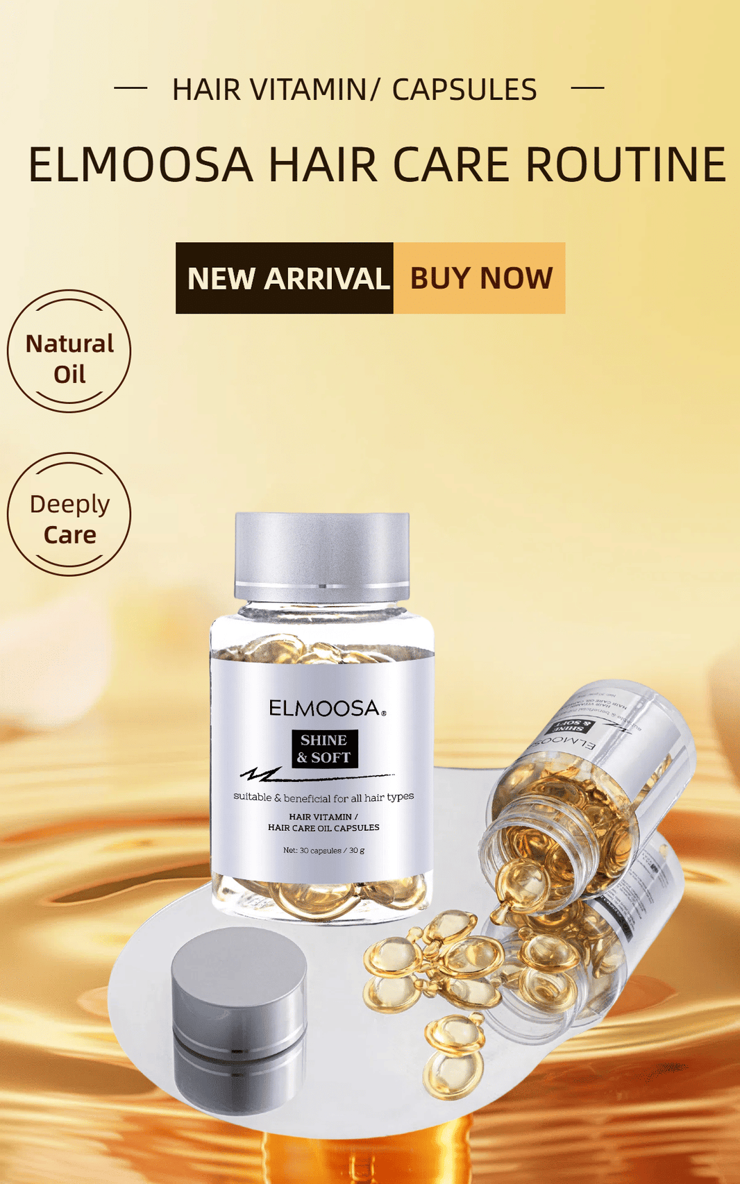 ELMOOSA Shine & Soft Hair Care Oil Capsules,Hair Vitamins Completes Daily Haircare /Enriched With Camellia Oil And A Variety Of Essential Oils-ELMOOSA Shine & Soft Hair Care Oil Capsules,Hair Vitamins Completes Daily Haircare /Enriched With Camellia Oil And A Variety Of Essential Oils