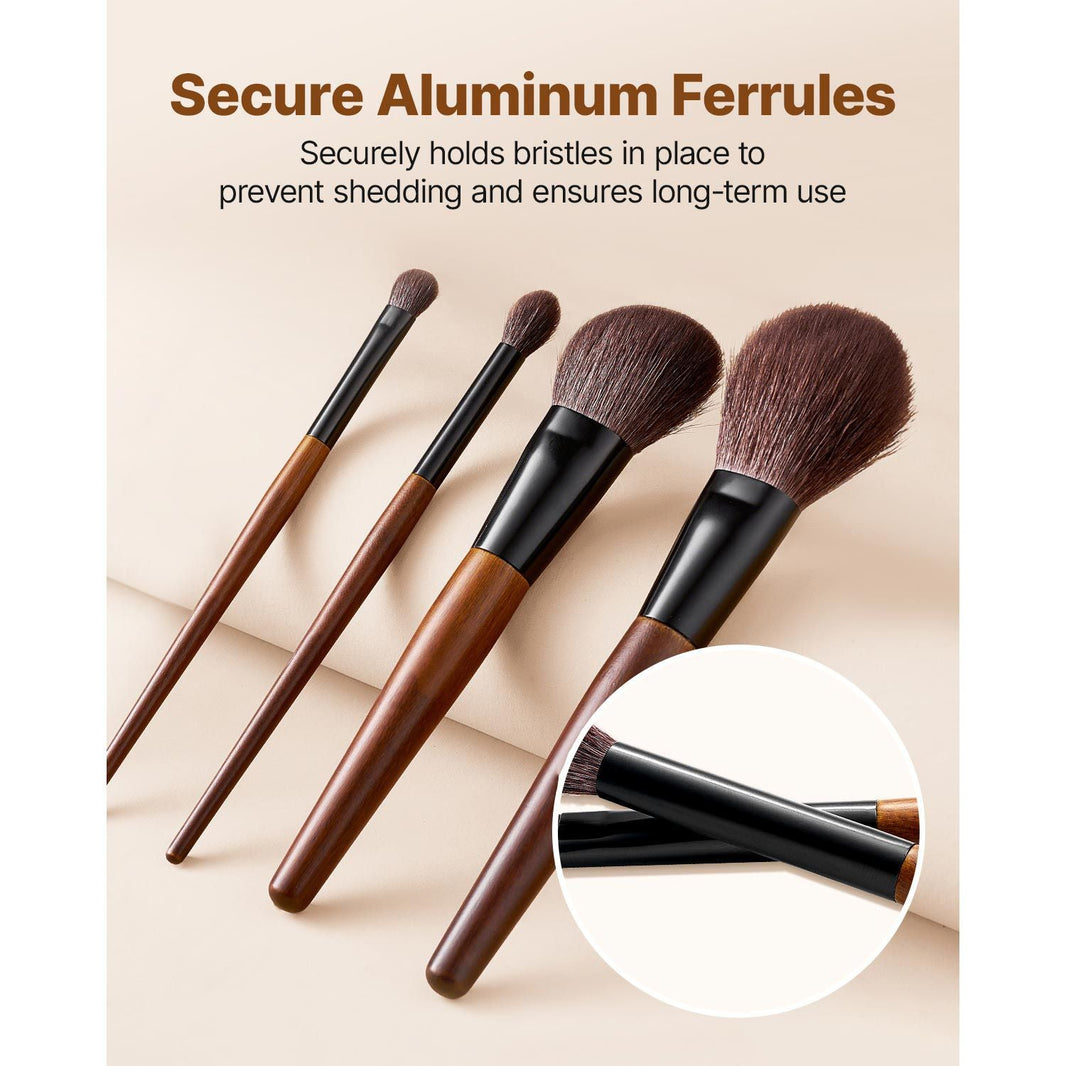 9-Piece Makeup Brush Set for Foundation Blending Eyeshadow, Professional Makeup Brush Kit with Soft Natural Wool & Vegan Synthetic Bristles, Ergonomic Wood Handle, Travel-Friendly Storage Bag-9-Piece Makeup Brush Set for Foundation Blending Eyeshadow, Professional Makeup Brush Kit with Soft Natural Wool & Vegan Synthetic Bristles, Ergonomic Wood Handle, Travel-Friendly Storage Bag