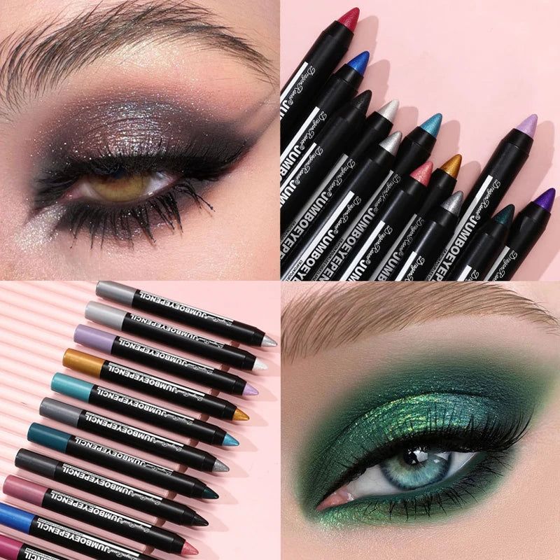 Smoky Dark Green Eyeshadow Pencil Stick Waterproof Pearlescent 12 Colors Metallic Glitter Eye Shadow Highlighter Pen Makeup Tool-Smoky Dark Green Eyeshadow Pencil Stick Waterproof Pearlescent 12 Colors Metallic Glitter Eye Shadow Highlighter Pen Makeup Tool