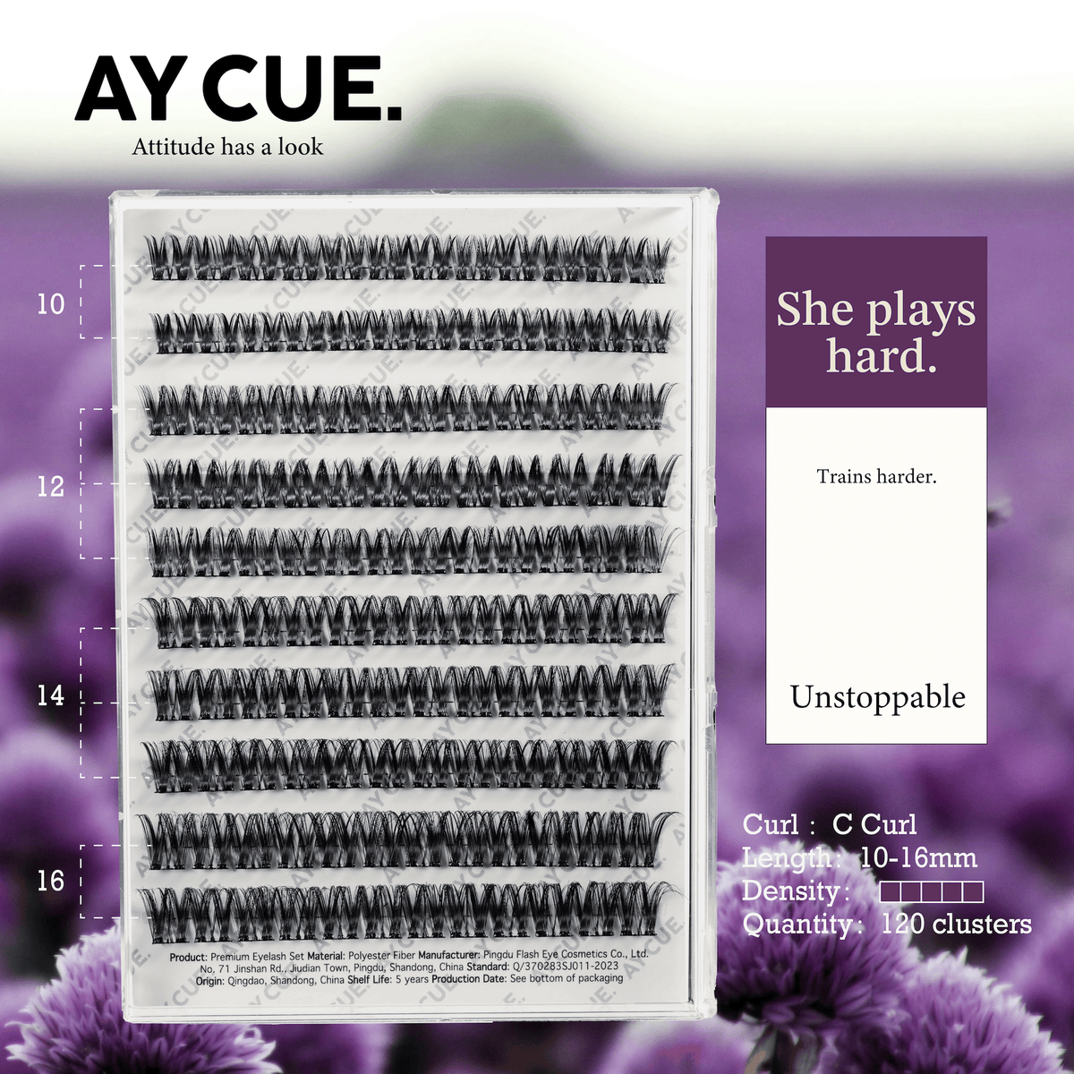 AYCUE #SHE PLAYS HARD# Self-adhesive Lash Clusters C Curl 10-16mm 120 Clusters Glue-free Eyelashes Extensions for Natural Look Easy Application-AYCUE #SHE PLAYS HARD# Self-adhesive Lash Clusters C Curl 10-16mm 120 Clusters Glue-free Eyelashes Extensions for Natural Look Easy Application