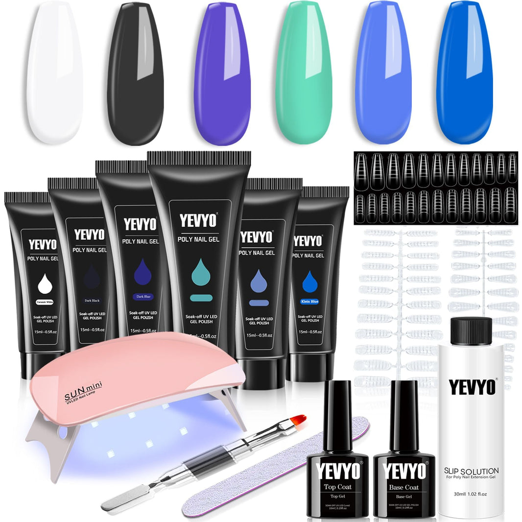 6 PCS Polygel Nail Kit With UV Nail Lamp, Slip Solution, Top Base Coat, Builder Nails Art Tools for Beginners-6 PCS Polygel Nail Kit With UV Nail Lamp, Slip Solution, Top Base Coat, Builder Nails Art Tools for Beginners