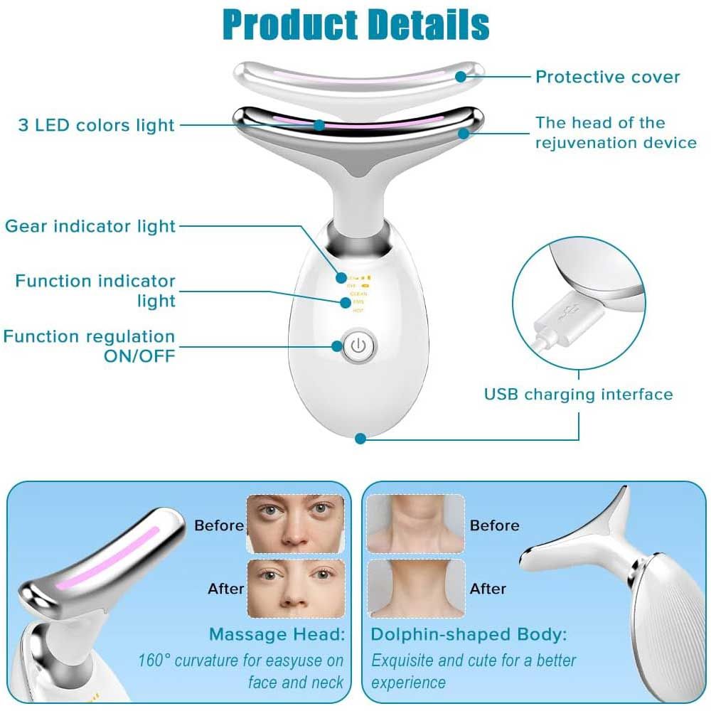 Neck Face Massager Face Sculpting Tool 3 Colour Modes and Vibration for Facial Massager for Double Chin - Red-Neck Face Massager Face Sculpting Tool 3 Colour Modes and Vibration for Facial Massager for Double Chin - Red