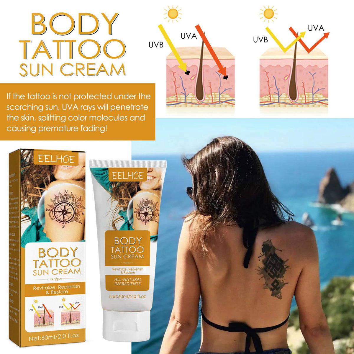 EELHOE Tattoo Protection Cream Outdoor Isolation Protection Uv Moisturizing Tattoo Discoloration-EELHOE Tattoo Protection Cream Outdoor Isolation Protection Uv Moisturizing Tattoo Discoloration