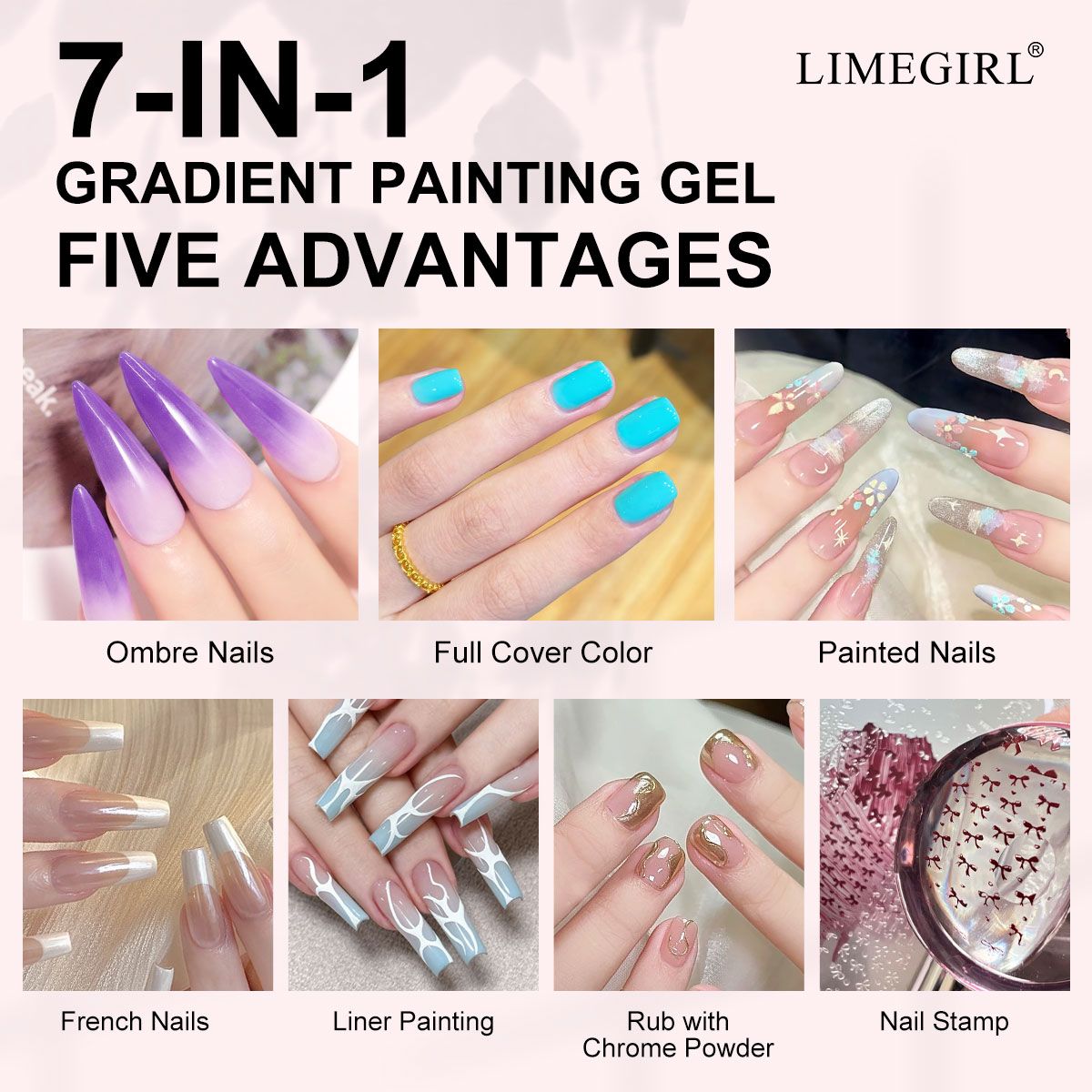 Limegirl Gradient Painting Gel, 9 Bright Colors Ombre GelNail Polish for Pigment Pat Nails Nails French ManicureSoak Off UV Set-Limegirl Gradient Painting Gel, 9 Bright Colors Ombre GelNail Polish for Pigment Pat Nails Nails French ManicureSoak Off UV Set
