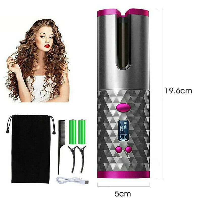Hair Curler LCD Cordless Auto Rotating Waver Curling Iron Ceramic Wireless USA-Hair Curler LCD Cordless Auto Rotating Waver Curling Iron Ceramic Wireless USA