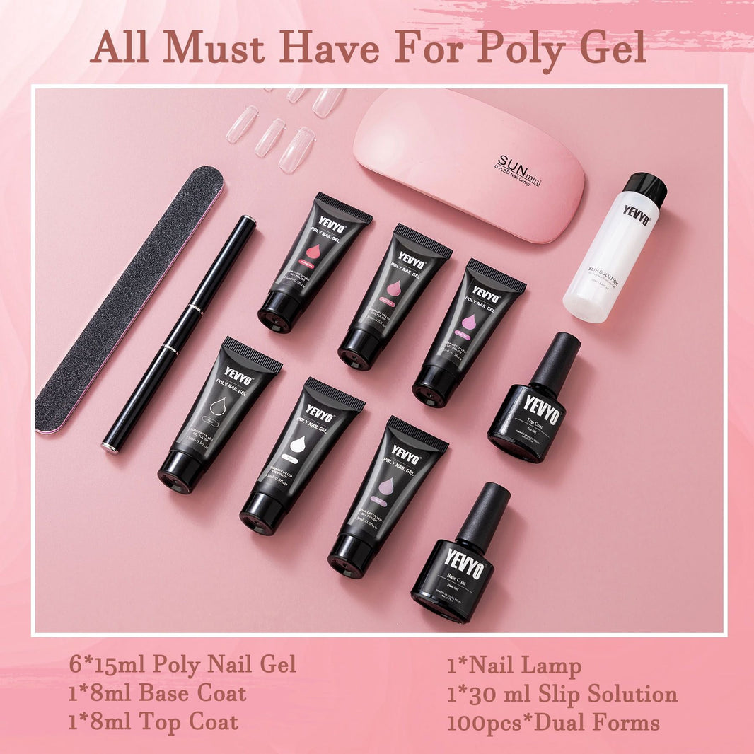 Poly Gel Nail Kit, Poly Nail Gel Kit with UV Lamp for Beginners with Everything, Gel Extension Nail Kit with Slip Solution-Poly Gel Nail Kit, Poly Nail Gel Kit with UV Lamp for Beginners with Everything, Gel Extension Nail Kit with Slip Solution