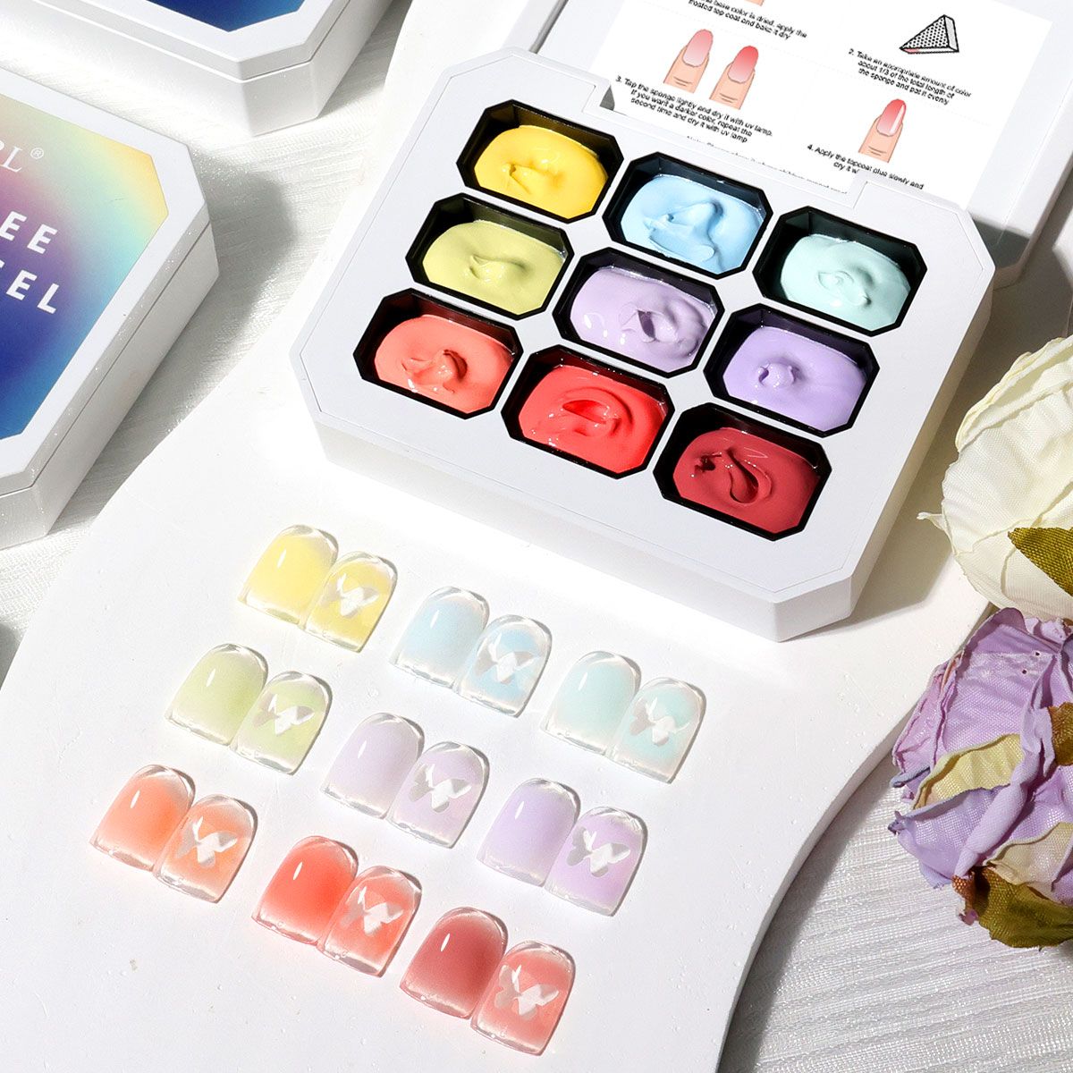 Limegirl Gradient Painting Gel, 9 Bright Colors Ombre GelNail Polish for Pigment Pat Nails Nails French ManicureSoak Off UV Set-Limegirl Gradient Painting Gel, 9 Bright Colors Ombre GelNail Polish for Pigment Pat Nails Nails French ManicureSoak Off UV Set