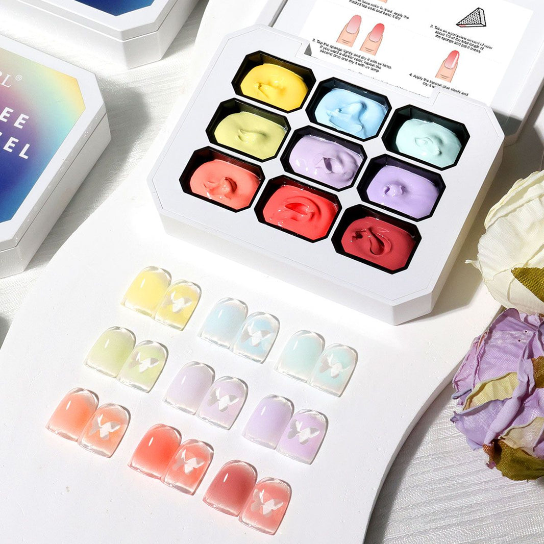 Limegirl Gradient Painting Gel, 9 Bright Colors Ombre GelNail Polish for Pigment Pat Nails Nails French ManicureSoak Off UV Set-Limegirl Gradient Painting Gel, 9 Bright Colors Ombre GelNail Polish for Pigment Pat Nails Nails French ManicureSoak Off UV Set