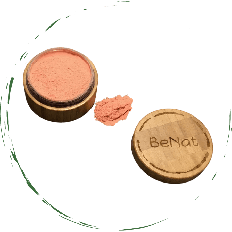 BeNat All-Natural Blush Loose Powder | Reusable Bamboo Container with Refills | Vegan & Lightweight Face Makeup-BeNat All-Natural Blush Loose Powder | Reusable Bamboo Container with Refills | Vegan & Lightweight Face Makeup