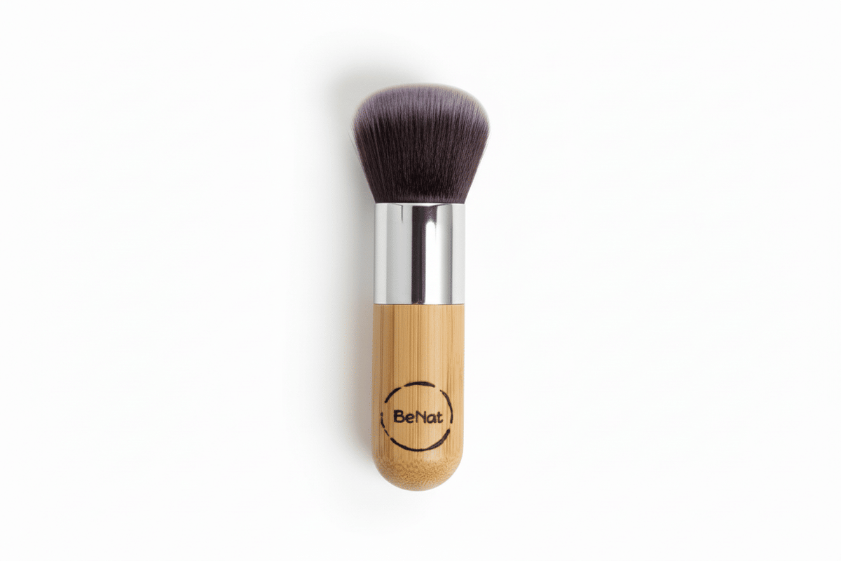 Premium Kabuki Blush Brush - High-Density Soft Synthetic Makeup Brush with Eco-Friendly Bamboo Handle for Flawless Powder & Contour Blending-Premium Kabuki Blush Brush - High-Density Soft Synthetic Makeup Brush with Eco-Friendly Bamboo Handle for Flawless Powder & Contour Blending