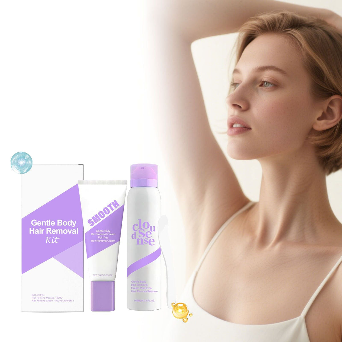 Gentle At-Home Body Hair Removal Kit, Skin Friendly Depilatory Cream & Foam Set, Painless Body Hair Remover for Arms Legs Underarms Smooth Skin Care-Gentle At-Home Body Hair Removal Kit, Skin Friendly Depilatory Cream & Foam Set, Painless Body Hair Remover for Arms Legs Underarms Smooth Skin Care