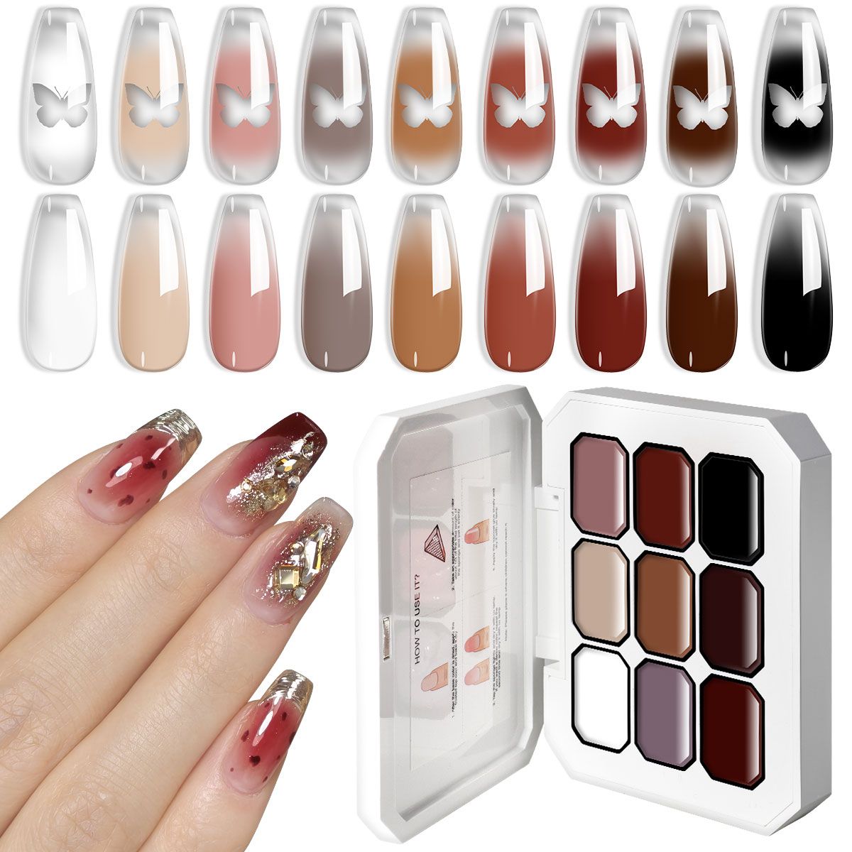 Limegirl Gradient Painting Gel, 9 Bright Colors Ombre GelNail Polish for Pigment Pat Nails Nails French ManicureSoak Off UV Set-Limegirl Gradient Painting Gel, 9 Bright Colors Ombre GelNail Polish for Pigment Pat Nails Nails French ManicureSoak Off UV Set