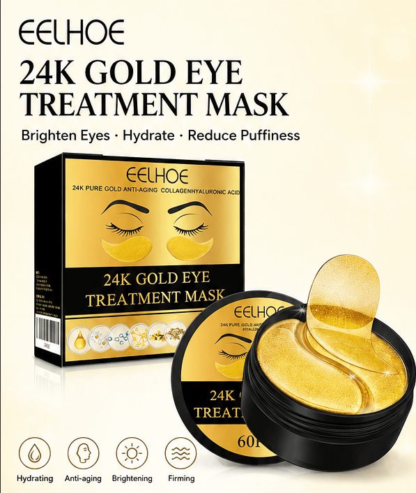 24K Gold Collagen Eye Masks, 60PCS Under Eye Patches with Hyaluronic Acid, for Dark Circles & Puffiness-24K Gold Collagen Eye Masks, 60PCS Under Eye Patches with Hyaluronic Acid, for Dark Circles & Puffiness