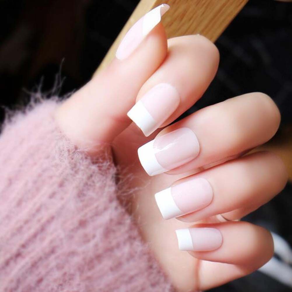 False Fingernails Pink Artificial False Nails Tips Full Cover Square Fake Nails-False Fingernails Pink Artificial False Nails Tips Full Cover Square Fake Nails