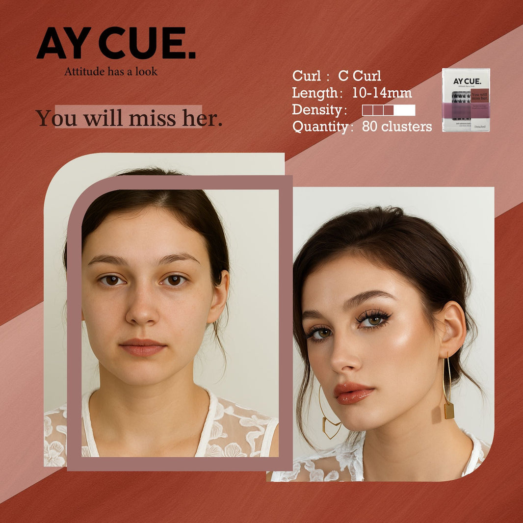 AYCUE #YOU WILL MISS HER# Self-adhesive Lash Clusters C Curl 10-14mm 80Clusters Glue-free Eyelashes Extensions for Natural Look Easy Application-AYCUE #YOU WILL MISS HER# Self-adhesive Lash Clusters C Curl 10-14mm 80Clusters Glue-free Eyelashes Extensions for Natural Look Easy Application