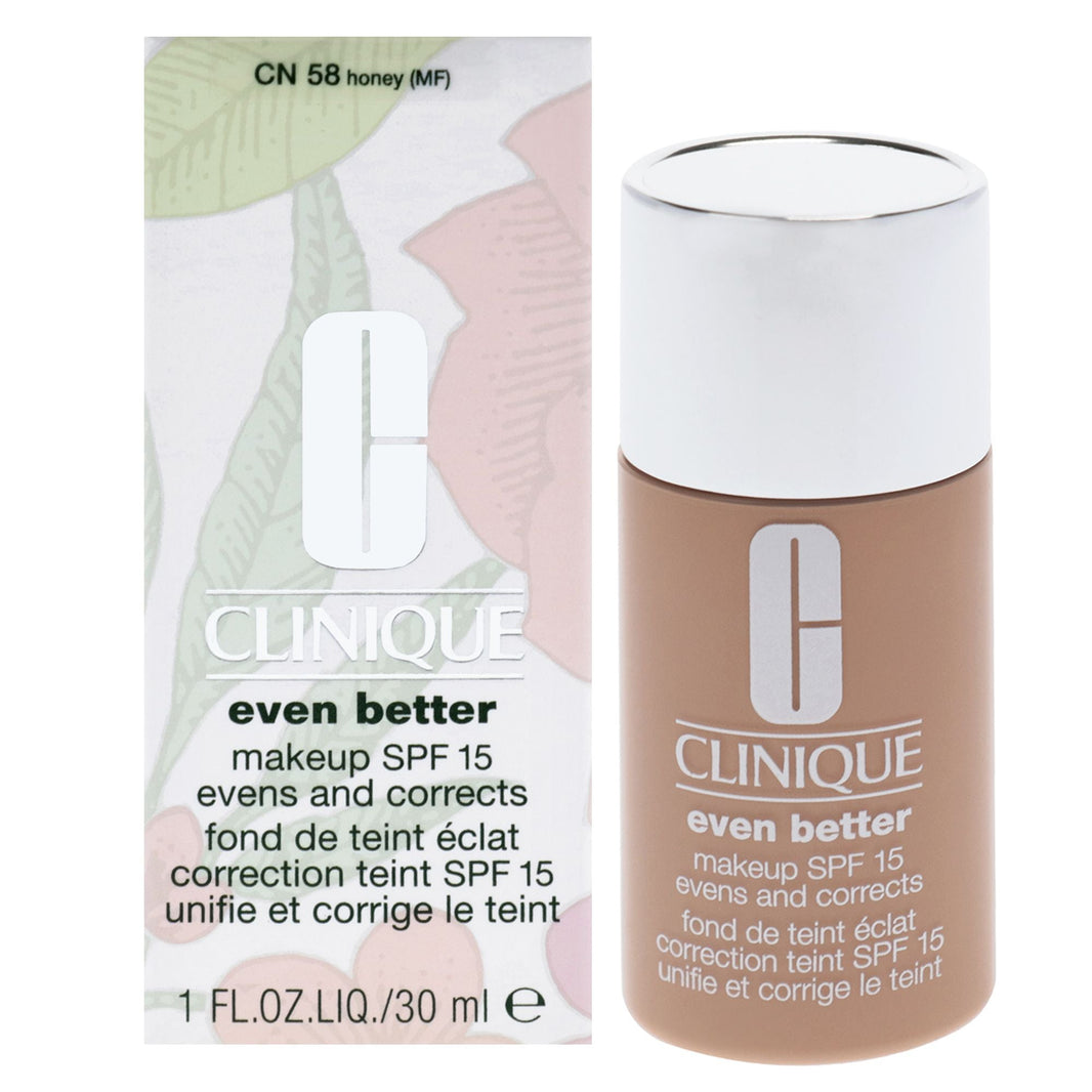 Even Better Makeup SPF 15 - CN 58 Honey (MF) - Dry To Combination Oily Skin by Clinique for Women - 1 oz Foundation-Even Better Makeup SPF 15 - CN 58 Honey (MF) - Dry To Combination Oily Skin by Clinique for Women - 1 oz Foundation