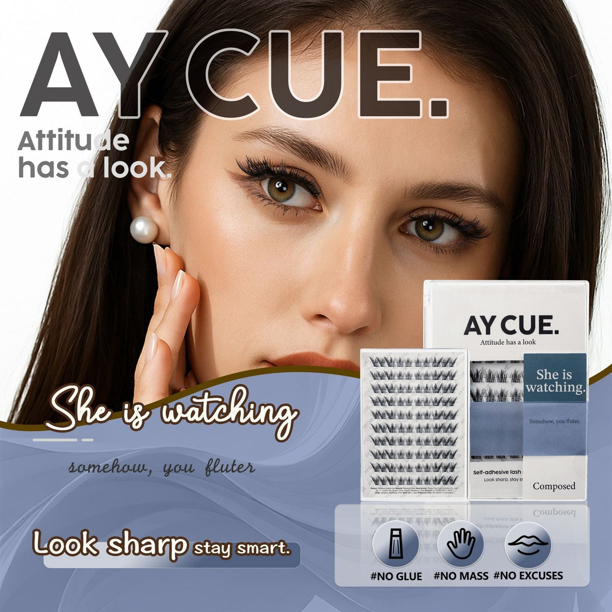 AYCUE #SHE IS WATCHING# Self-adhesive Lash Clusters C Curl 10-14mm 100 Clusters Glue-free Eyelashes Extensions for Natural Look Easy Application-AYCUE #SHE IS WATCHING# Self-adhesive Lash Clusters C Curl 10-14mm 100 Clusters Glue-free Eyelashes Extensions for Natural Look Easy Application