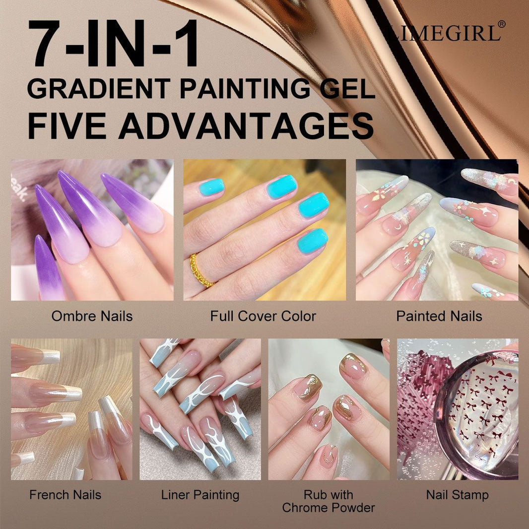 Limegirl Gradient Painting Gel, 9 Bright Colors Ombre GelNail Polish for Pigment Pat Nails Nails French ManicureSoak Off UV Set-Limegirl Gradient Painting Gel, 9 Bright Colors Ombre GelNail Polish for Pigment Pat Nails Nails French ManicureSoak Off UV Set