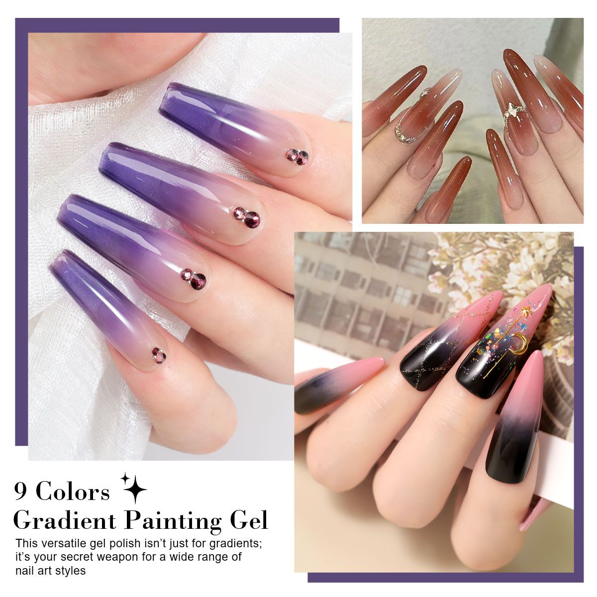 Limegirl Gradient Painting Gel, 9 Bright Colors Ombre GelNail Polish for Pigment Pat Nails Nails French ManicureSoak Off UV Set-Limegirl Gradient Painting Gel, 9 Bright Colors Ombre GelNail Polish for Pigment Pat Nails Nails French ManicureSoak Off UV Set