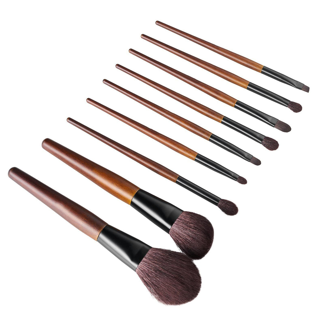 9-Piece Makeup Brush Set for Foundation Blending Eyeshadow, Professional Makeup Brush Kit with Soft Natural Wool & Vegan Synthetic Bristles, Ergonomic Wood Handle, Travel-Friendly Storage Bag-9-Piece Makeup Brush Set for Foundation Blending Eyeshadow, Professional Makeup Brush Kit with Soft Natural Wool & Vegan Synthetic Bristles, Ergonomic Wood Handle, Travel-Friendly Storage Bag