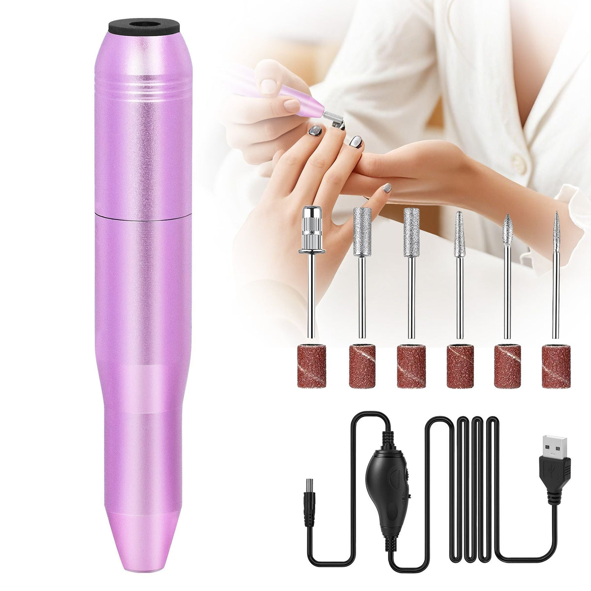 Portable Electric Nail Drill, Professional Nail File Kit for Acrylic, Gel Nails, Manicure Pedicure with Nail Drill Bits Sanding Bands Rose gold-Portable Electric Nail Drill, Professional Nail File Kit for Acrylic, Gel Nails, Manicure Pedicure with Nail Drill Bits Sanding Bands Rose gold