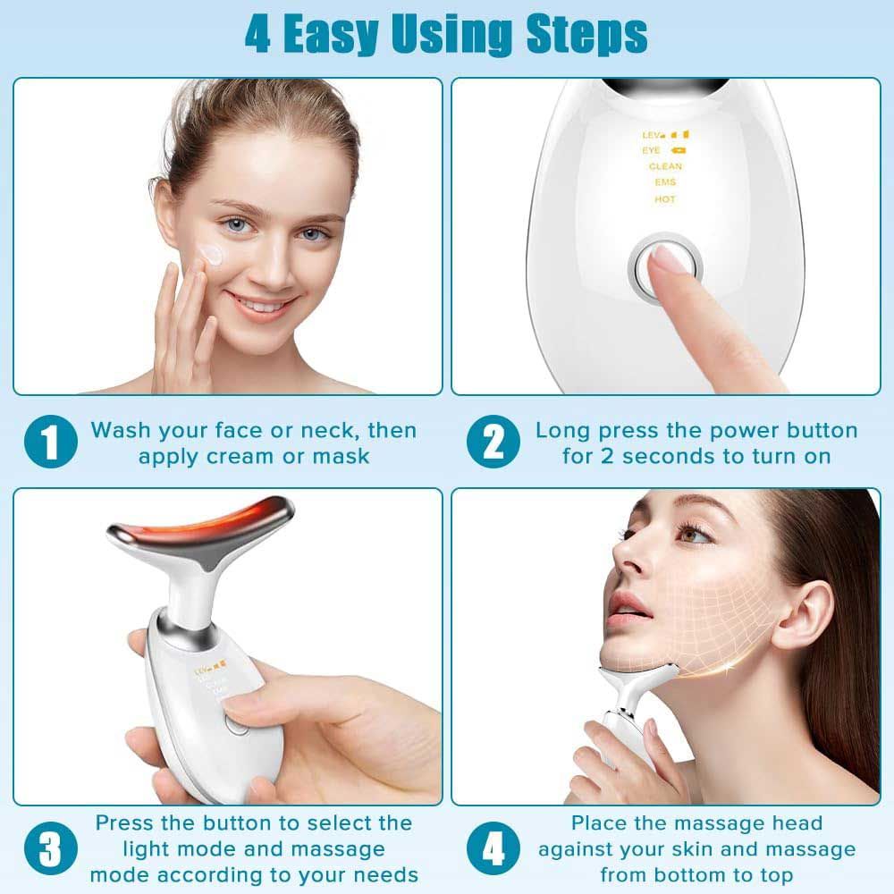 Neck Face Massager Face Sculpting Tool 3 Colour Modes and Vibration for Facial Massager for Double Chin - Red-Neck Face Massager Face Sculpting Tool 3 Colour Modes and Vibration for Facial Massager for Double Chin - Red