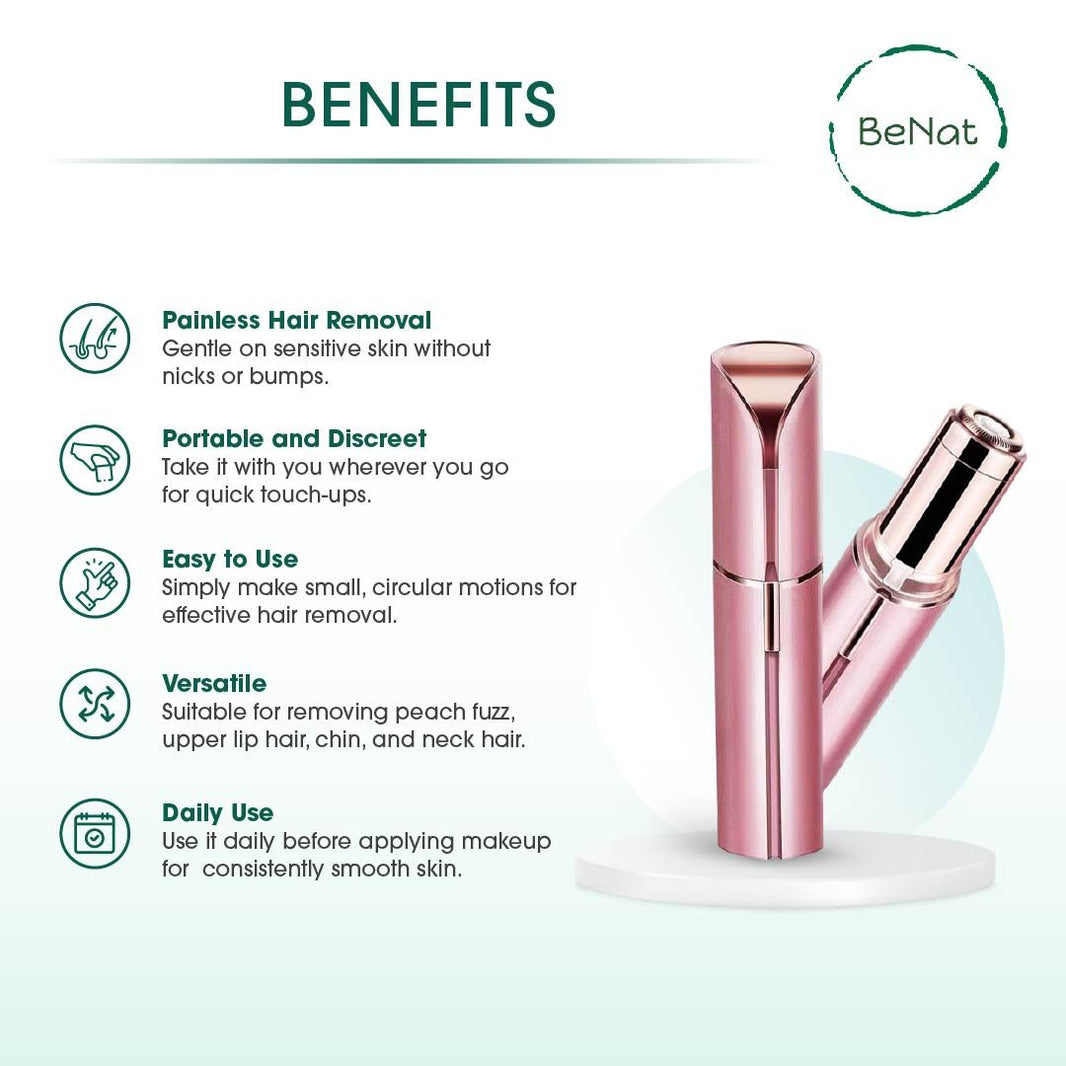 Facial Hair Remover for Women - Painless Portable Lipstick Shaver with LED Light & Stainless Steel Blades, Rechargeable USB Epilator for Lip, Chin, Cheek & Peach Fuzz-Facial Hair Remover for Women - Painless Portable Lipstick Shaver with LED Light & Stainless Steel Blades, Rechargeable USB Epilator for Lip, Chin, Cheek & Peach Fuzz