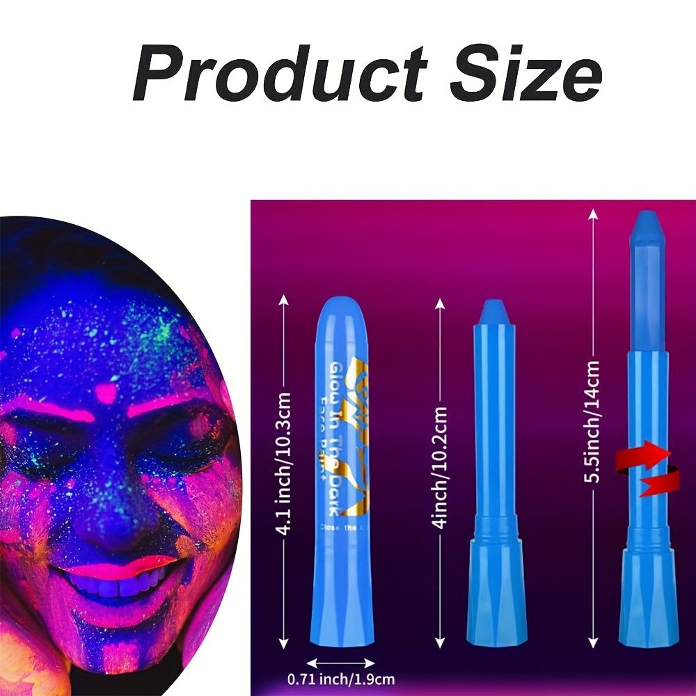 6 Pcs Glow In The Dark Face Body Paint, UV Black Light Glow Makeup Kit For Adult, Non-Toxic Fluorescent Face Paints Crayons For Birthday Party Halloween Masquerade Makeup-6 Pcs Glow In The Dark Face Body Paint, UV Black Light Glow Makeup Kit For Adult, Non-Toxic Fluorescent Face Paints Crayons For Birthday Party Halloween Masquerade Makeup